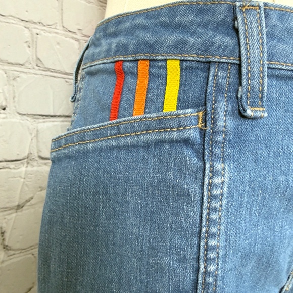 WRANGLER X MODCLOTH - Retro 70's Rainbow Pocket High Rise Jeans - 12 x 30 - Picture 4 of 11